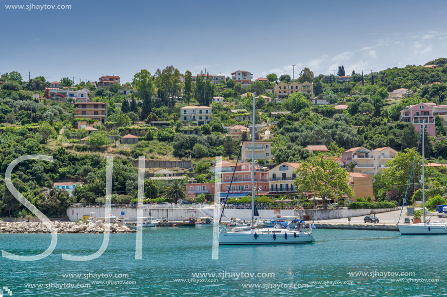 LEFKES, KEFALONIA, GREECE - MAY 26, 2015: Panoramic view of Lefkes town, Kefalonia, Ionian islands, Greece