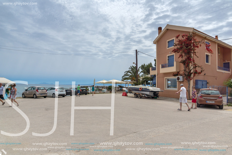 KATO KATELIOS, KEFALONIA, GREECE - MAY 26, 2015: Typical houses in Kato Katelios town, Kefalonia, Ionian islands, Greece