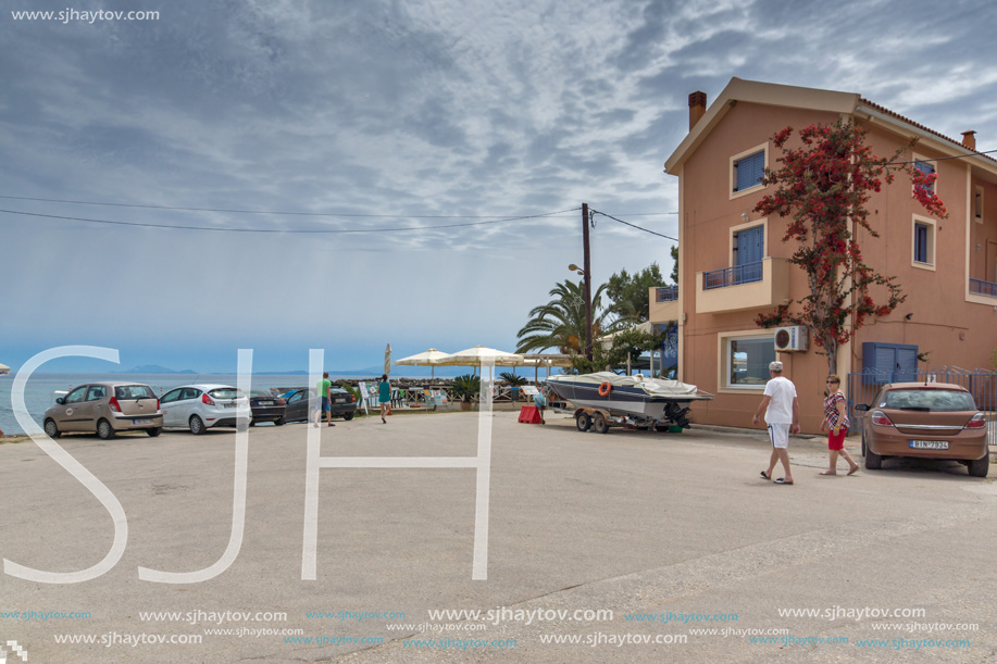 KATO KATELIOS, KEFALONIA, GREECE - MAY 26, 2015: Typical houses in Kato Katelios town, Kefalonia, Ionian islands, Greece