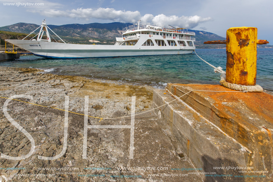 PESADA, KEFALONIA, GREECE - MAY 26, 2015: Port and Coastline of village of Pesada, Kefalonia, Ionian islands, Greece