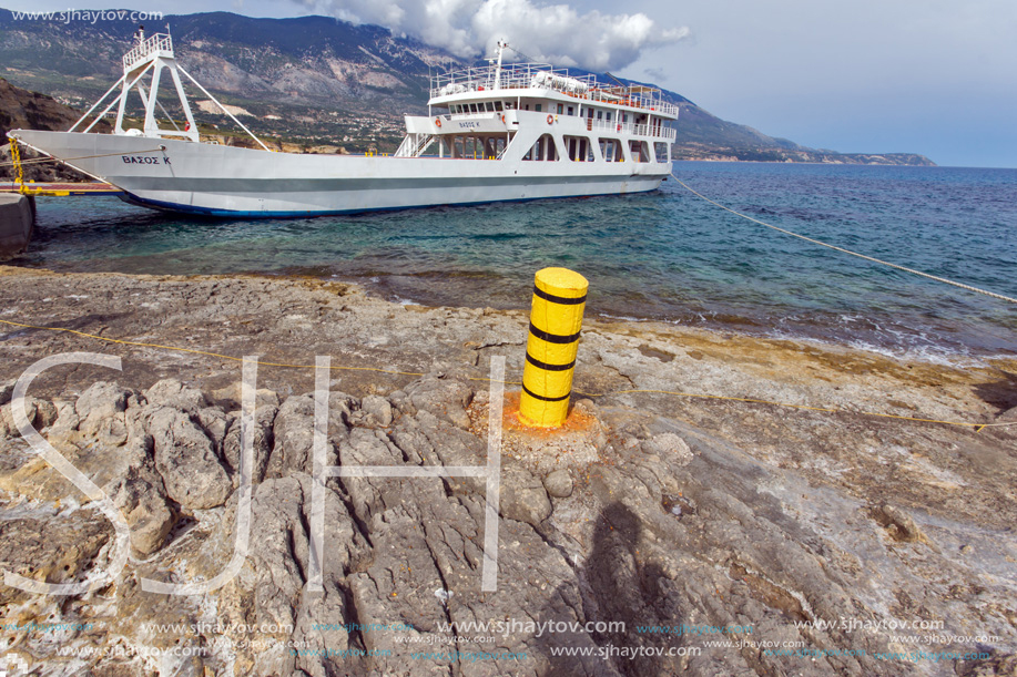 PESADA, KEFALONIA, GREECE - MAY 26, 2015: Port and Coastline of village of Pesada, Kefalonia, Ionian islands, Greece