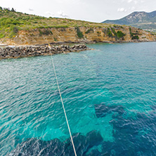 PESADA, KEFALONIA, GREECE - MAY 26, 2015: Port and Coastline of village of Pesada, Kefalonia, Ionian islands, Greece