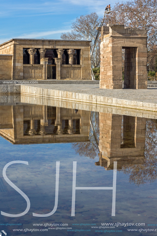 MADRID, SPAIN - JANUARY 23, 2018:  Amazing view of Temple of Debod in City of Madrid, Spain