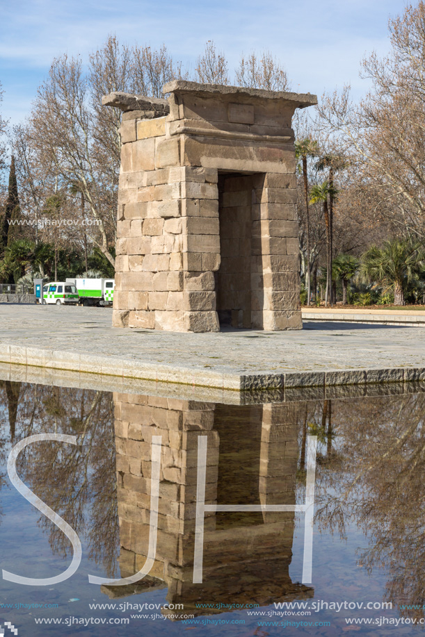 MADRID, SPAIN - JANUARY 23, 2018:  Amazing view of Temple of Debod in City of Madrid, Spain