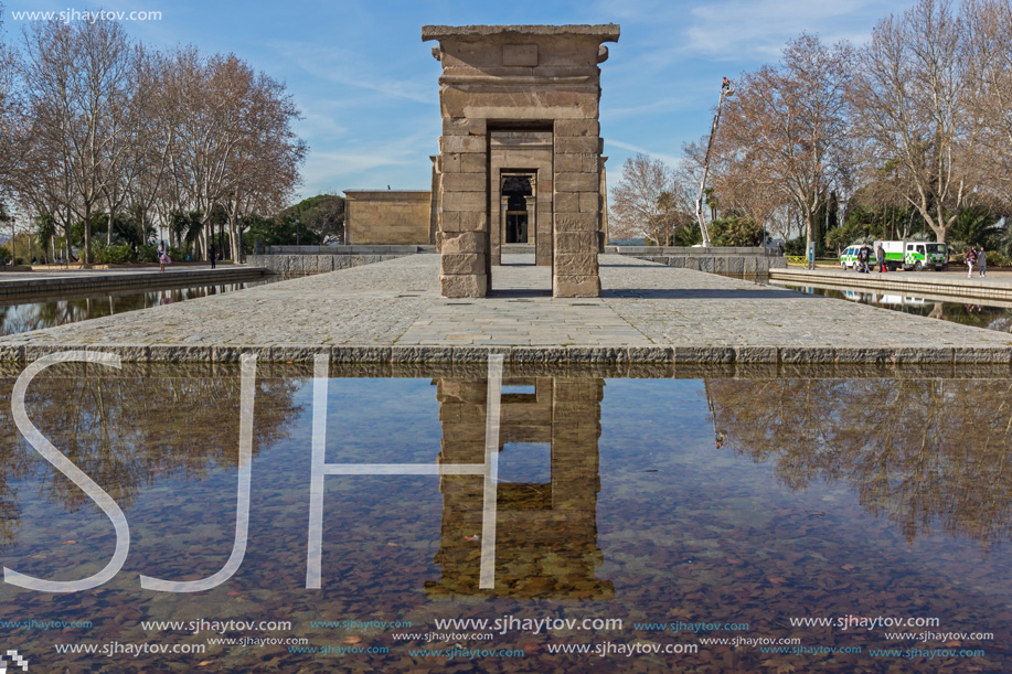 MADRID, SPAIN - JANUARY 23, 2018:  Amazing view of Temple of Debod in City of Madrid, Spain