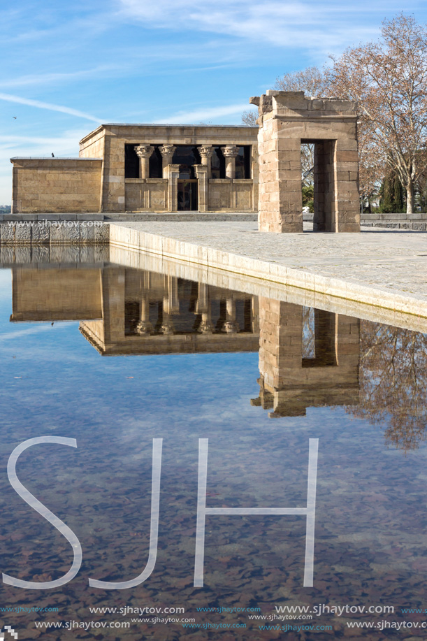 MADRID, SPAIN - JANUARY 23, 2018:  Amazing view of Temple of Debod in City of Madrid, Spain