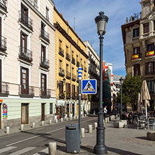 MADRID, SPAIN - JANUARY 23, 2018: Old Building at Ramales square (plaza Ramales) in City of Madrid, Spain