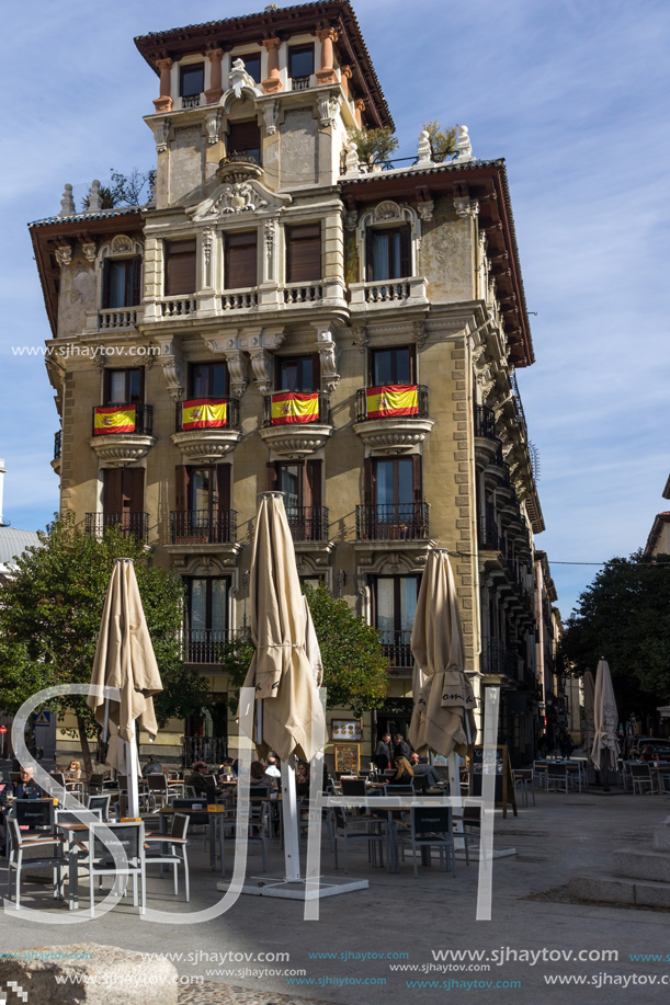 MADRID, SPAIN - JANUARY 23, 2018: Old Building at Ramales square (plaza Ramales) in City of Madrid, Spain