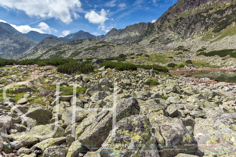 Landscape with Green hills and Musalenski lakes,  Rila mountain, Bulgaria