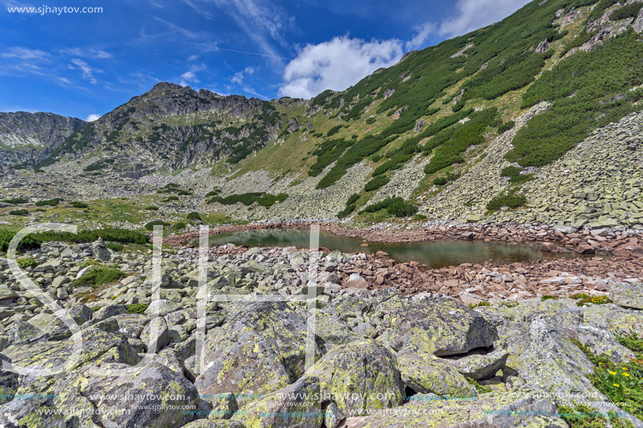 Landscape with Green hills and Musalenski lakes,  Rila mountain, Bulgaria