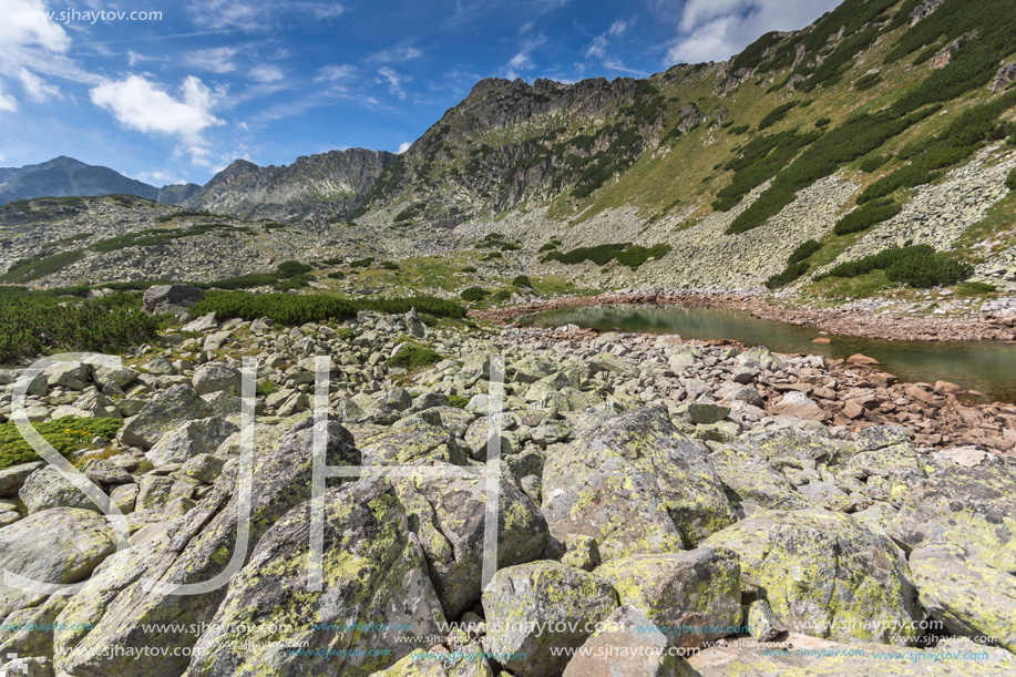 Landscape with Green hills and Musalenski lakes,  Rila mountain, Bulgaria