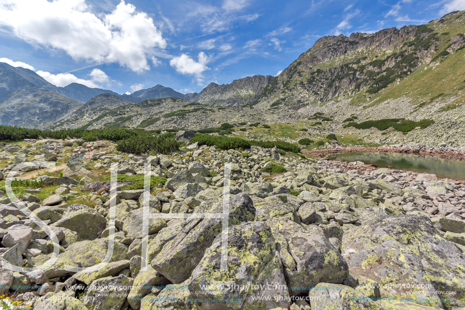 Landscape with Green hills and Musalenski lakes,  Rila mountain, Bulgaria