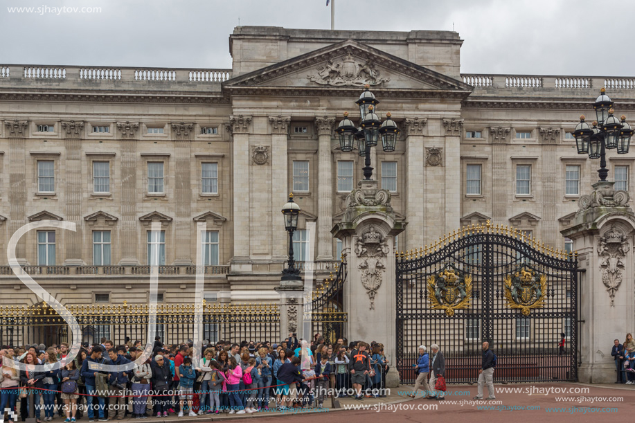 LONDON, ENGLAND - JUNE 17, 2016: Panorama of Buckingham Palace in London, England, Great Britain