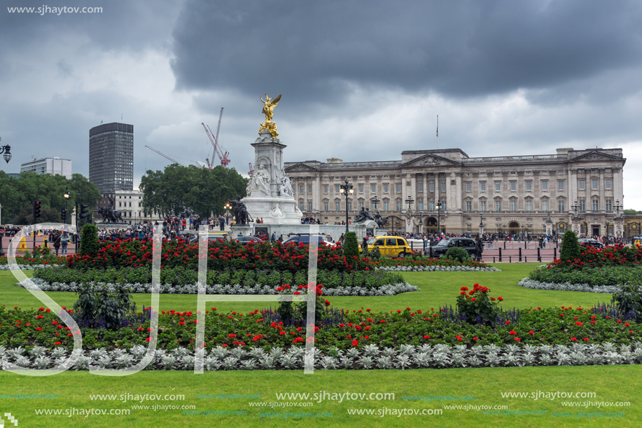 LONDON, ENGLAND - JUNE 17, 2016: Panorama of Buckingham Palace in London, England, Great Britain