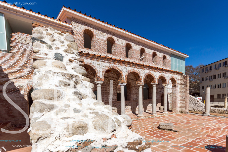 SANDANSKI, BULGARIA - APRIL 4, 2018: Ruins of Episcopal complex with basilica in town of Sandanski, Bulgaria