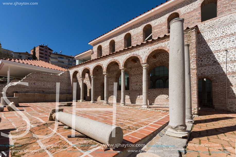 SANDANSKI, BULGARIA - APRIL 4, 2018: Ruins of Episcopal complex with basilica in town of Sandanski, Bulgaria