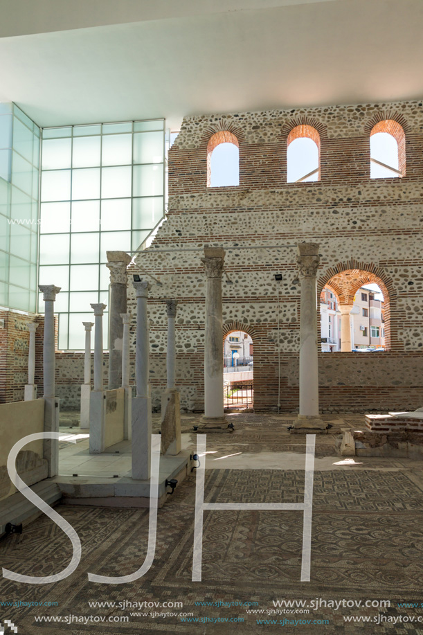 SANDANSKI, BULGARIA - APRIL 4, 2018: Ruins of Episcopal complex with basilica in town of Sandanski, Bulgaria