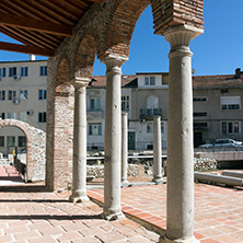 SANDANSKI, BULGARIA - APRIL 4, 2018: Ruins of Episcopal complex with basilica in town of Sandanski, Bulgaria