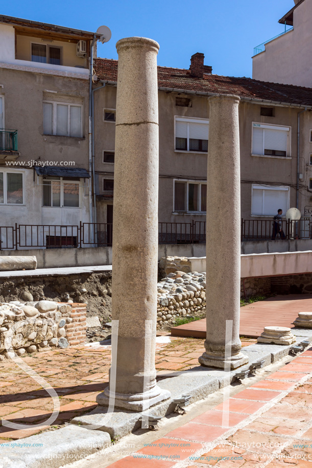SANDANSKI, BULGARIA - APRIL 4, 2018: Ruins of Episcopal complex with basilica in town of Sandanski, Bulgaria