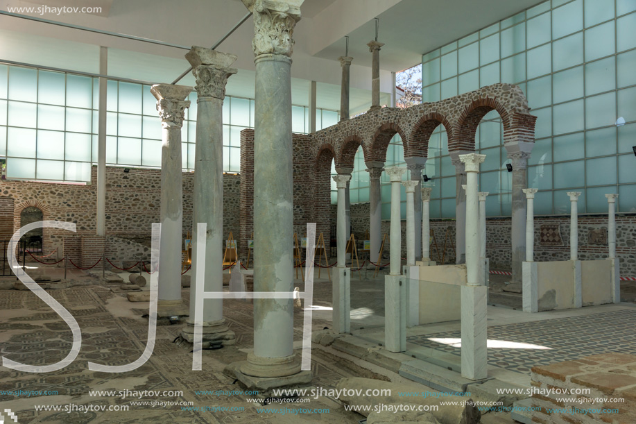 SANDANSKI, BULGARIA - APRIL 4, 2018: Ruins of Episcopal complex with basilica in town of Sandanski, Bulgaria