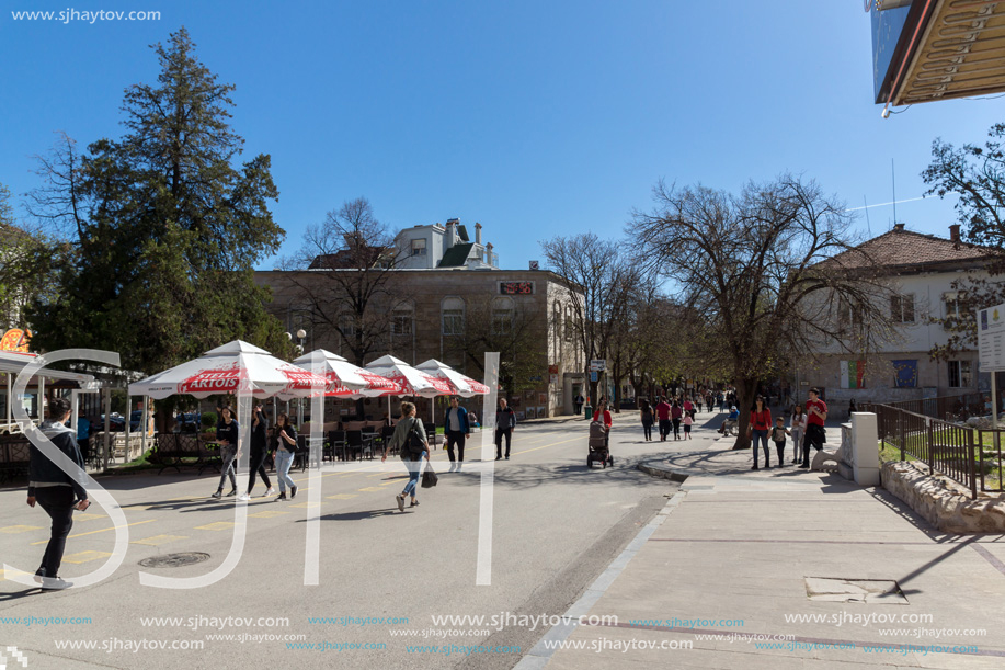 SANDANSKI, BULGARIA - APRIL 4, 2018: The Center and Pedestrian street in town of Sandanski, Bulgaria