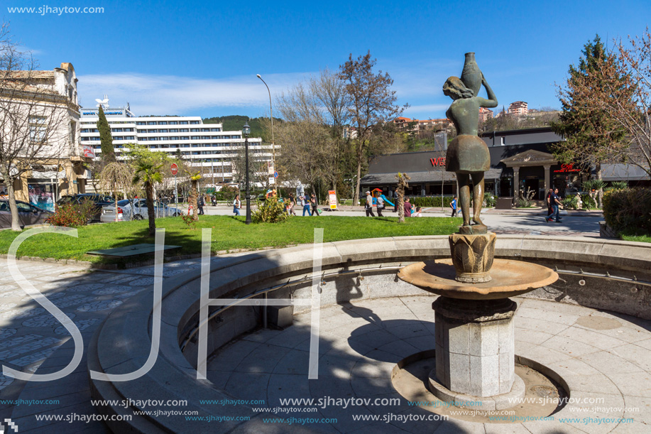 SANDANSKI, BULGARIA - APRIL 4, 2018: The Center and Pedestrian street in town of Sandanski, Bulgaria