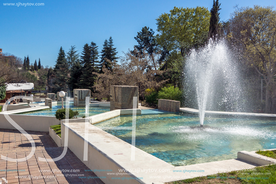 SANDANSKI, BULGARIA - APRIL 4, 2018: Spring view of Park St. Vrach in town of Sandanski, Bulgaria