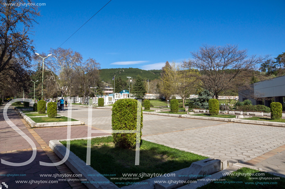 SANDANSKI, BULGARIA - APRIL 4, 2018: Spring view of Park St. Vrach in town of Sandanski, Bulgaria