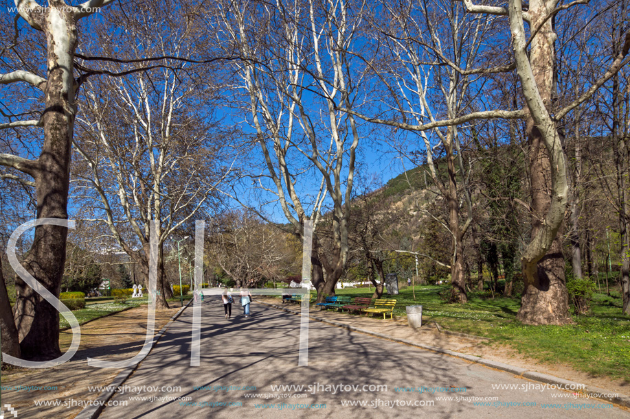 SANDANSKI, BULGARIA - APRIL 4, 2018: Spring view of Park St. Vrach in town of Sandanski, Bulgaria