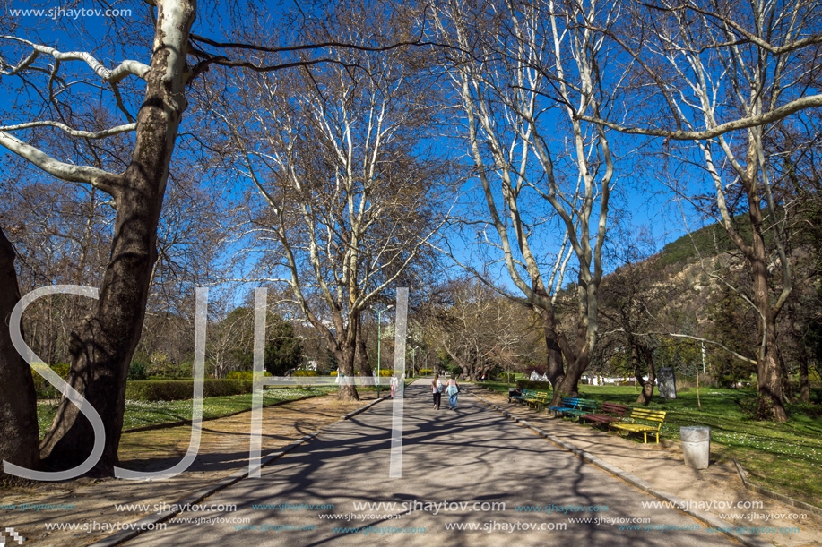 SANDANSKI, BULGARIA - APRIL 4, 2018: Spring view of Park St. Vrach in town of Sandanski, Bulgaria