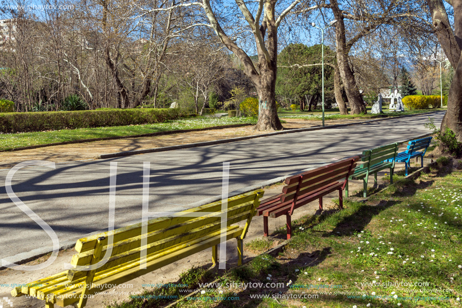 SANDANSKI, BULGARIA - APRIL 4, 2018: Spring view of Park St. Vrach in town of Sandanski, Bulgaria