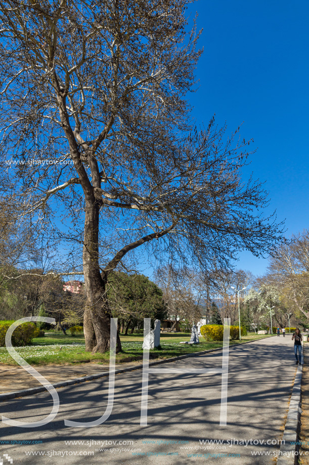 SANDANSKI, BULGARIA - APRIL 4, 2018: Spring view of Park St. Vrach in town of Sandanski, Bulgaria