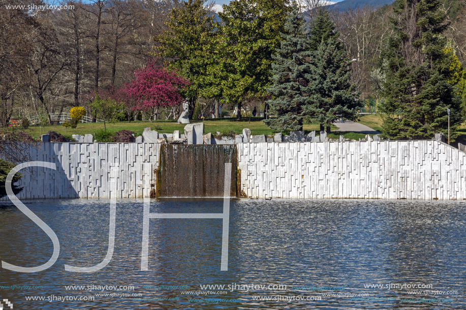 SANDANSKI, BULGARIA - APRIL 4, 2018: Spring view of lake in park St. Vrach in town of Sandanski, Bulgaria