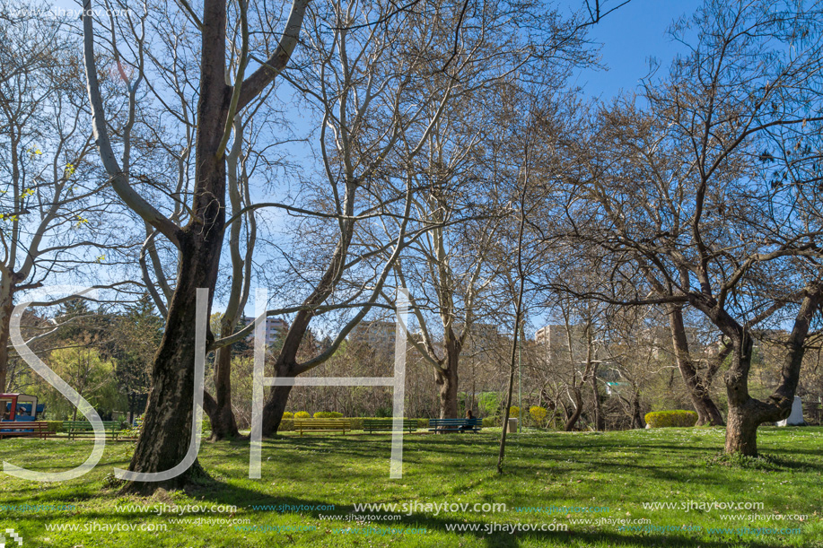 SANDANSKI, BULGARIA - APRIL 4, 2018: Spring view of Park St. Vrach in town of Sandanski, Bulgaria