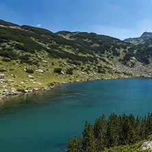 Panoramic view of Banderitsa fish lake, Pirin Mountain, Bulgaria