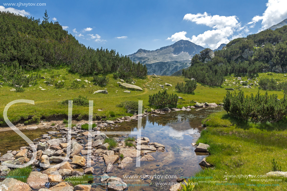 Amazing Landscape with Banderishki chukar Peak and Mountain River, Pirin Mountain, Bulgaria