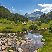 Amazing Landscape with Banderishki chukar Peak and Mountain River, Pirin Mountain, Bulgaria