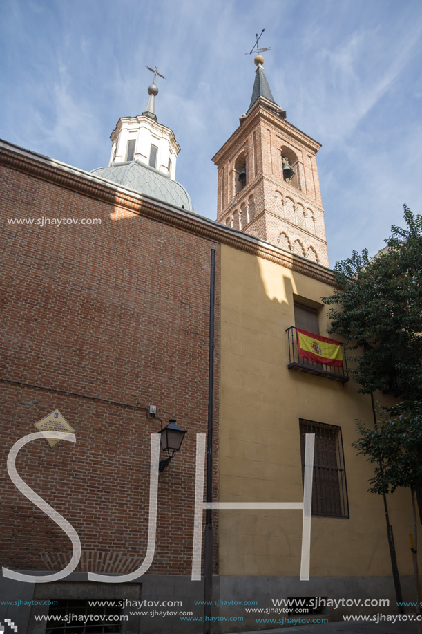 MADRID, SPAIN - JANUARY 23, 2018:  Medieval Building of Church of San Nicolas in City of Madrid, Spain