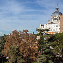 MADRID, SPAIN - JANUARY 23, 2018: Amazing panoramic view of City of Madrid from Viaduct of Bailen, Spain
