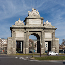 MADRID, SPAIN - JANUARY 23, 2018: Amazing view of Puerta de Toledo in City of Madrid, Spain