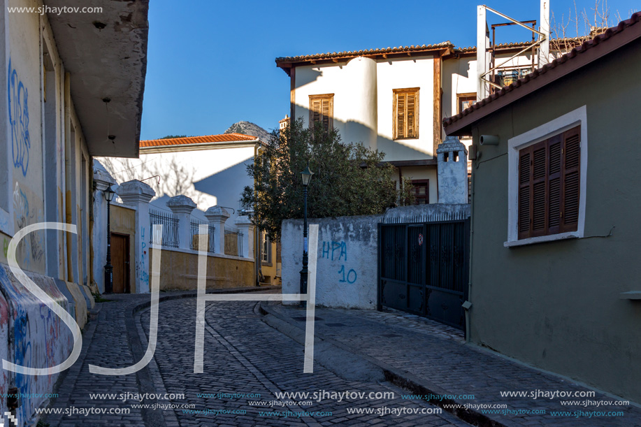 XANTHI, GREECE - DECEMBER 28, 2015: Street and old houses in old town of Xanthi, East Macedonia and Thrace, Greece