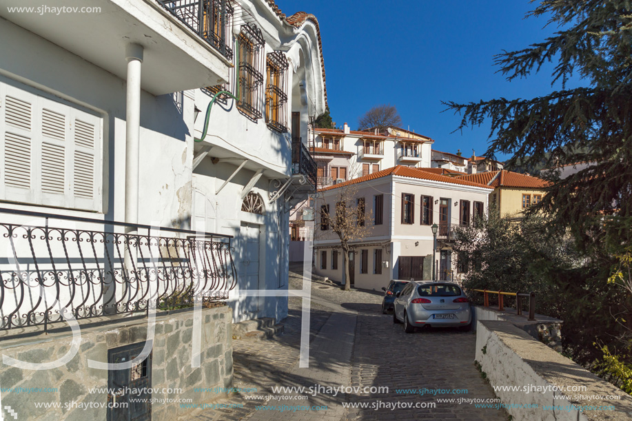 XANTHI, GREECE - DECEMBER 28, 2015: Street and old houses in old town of Xanthi, East Macedonia and Thrace, Greece