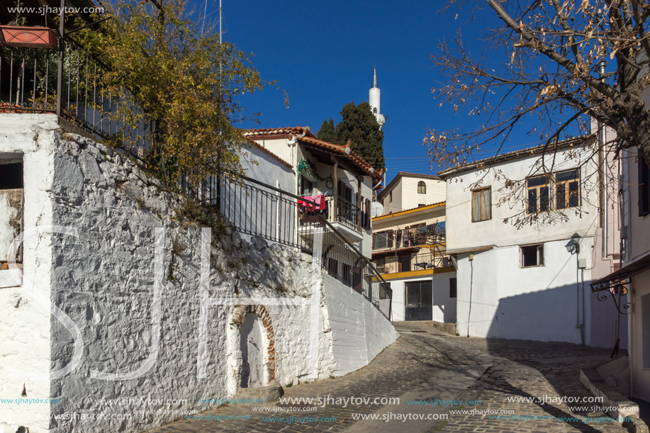 XANTHI, GREECE - DECEMBER 28, 2015: Street and old houses in old town of Xanthi, East Macedonia and Thrace, Greece