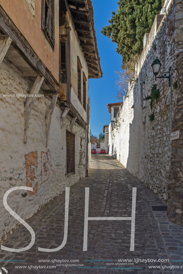 XANTHI, GREECE - DECEMBER 28, 2015: Street and old houses in old town of Xanthi, East Macedonia and Thrace, Greece