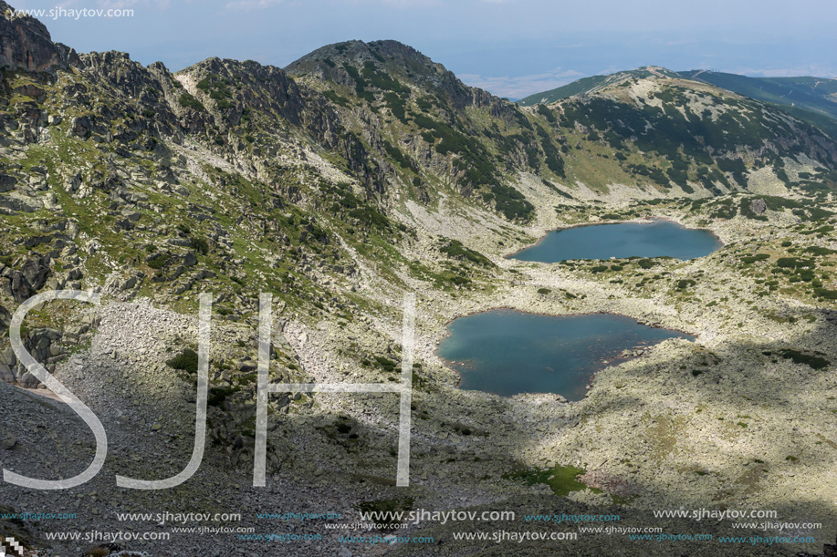 Amazing Panorama to Musalenski lakes from Musala Peak, Rila mountain, Bulgaria