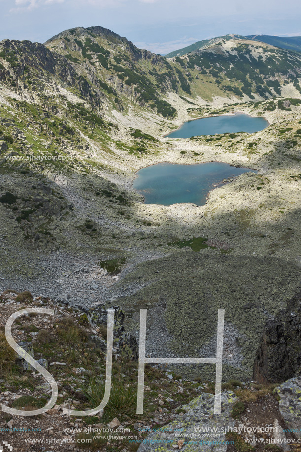 Amazing Panorama to Musalenski lakes from Musala Peak, Rila mountain, Bulgaria