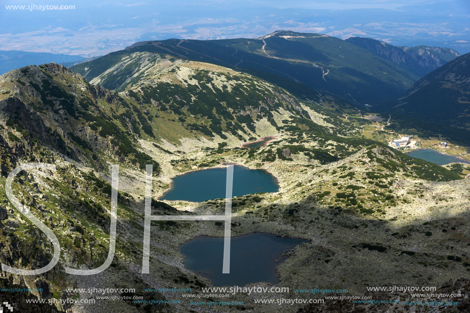 Amazing Panorama to Musalenski lakes from Musala Peak, Rila mountain, Bulgaria