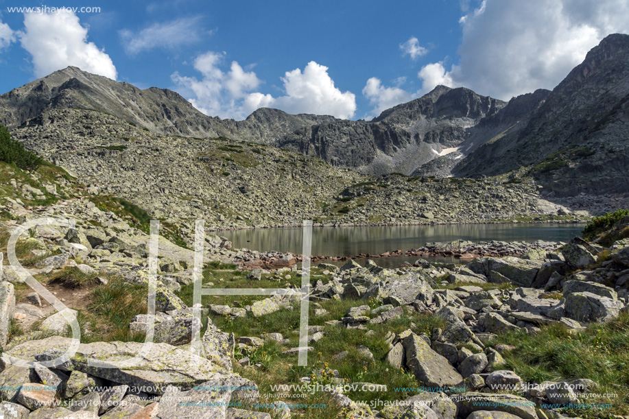 Dark clouds over Marichini Lakes, Landscape from Musala Peak, Rila mountain, Bulgaria