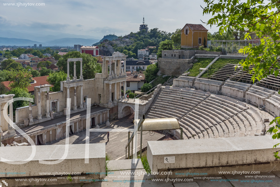 PLOVDIV, BULGARIA - MAY 1, 2016: Ruins of Ancient Roman theatre in Plovdiv, Bulgaria