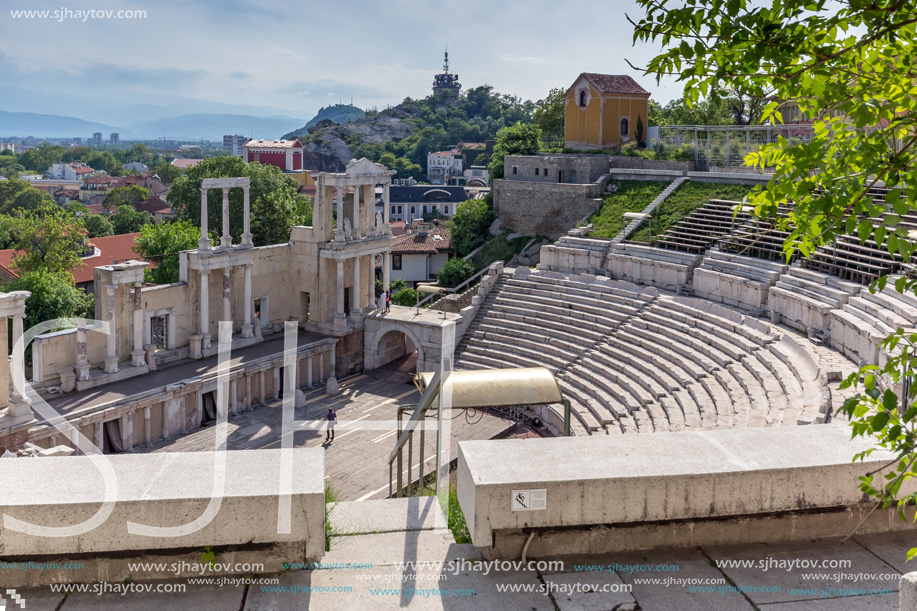 PLOVDIV, BULGARIA - MAY 1, 2016: Ruins of Ancient Roman theatre in Plovdiv, Bulgaria